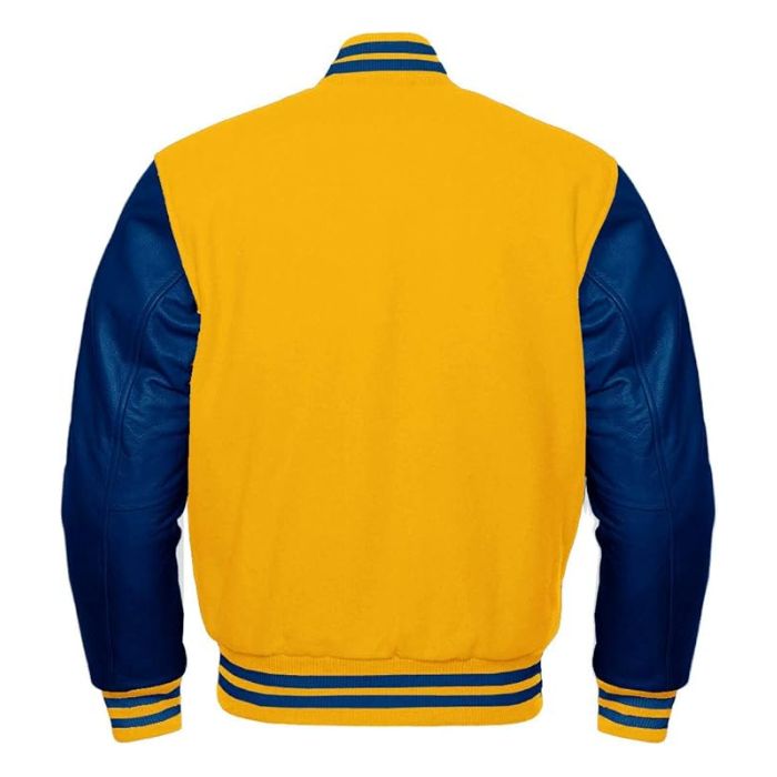 Yellow and Blue Varsity Jacket Back Side