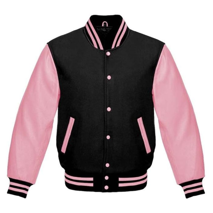 Black and Light Pink Varsity Jacket