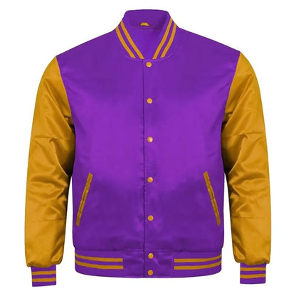 Purple and Gold Satin Varsity Jacket