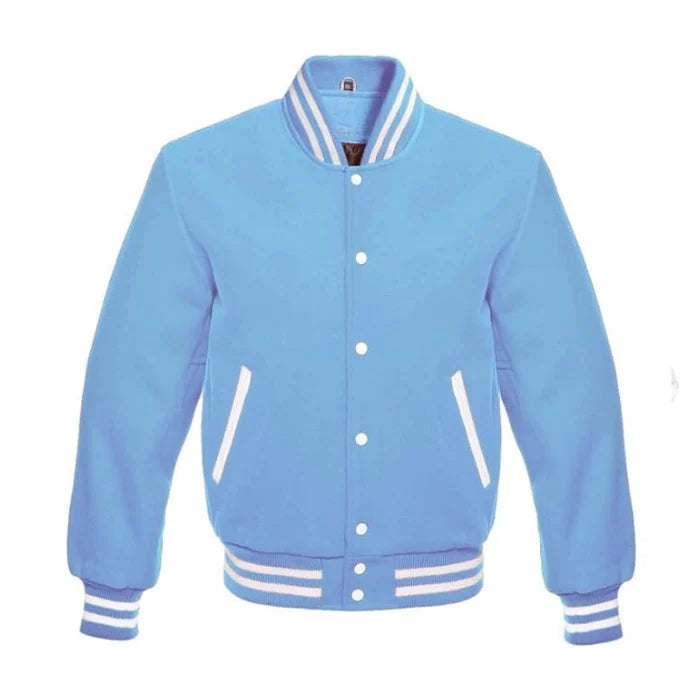 Sky Blue All Wool Varsity Jacket