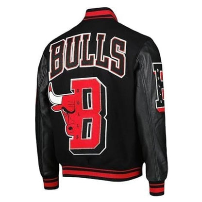 Back view of the Men's Chicago Bulls Varsity Jacket showing bold design